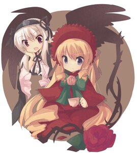 Rating: Safe Score: 0 Tags: 2girls black_wings blonde_hair blue_eyes bonnet bow bowtie dress flower hat image long_hair long_sleeves looking_at_viewer multiple_girls open_mouth pair red_dress red_flower red_rose rose shinku smile suigintou very_long_hair wings User: admin