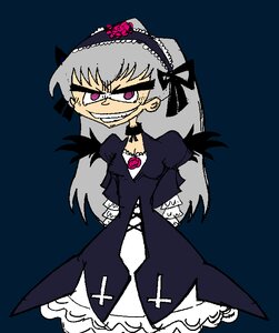 Rating: Safe Score: 0 Tags: 1girl blue_background dress flower gothic_lolita grin hairband image lolita_fashion lolita_hairband long_hair long_sleeves purple_eyes simple_background smile solo suigintou teeth User: admin