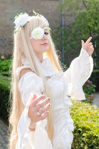 Rating: Safe Score: 0 Tags: 1girl blonde_hair blurry day depth_of_field dress flower glasses kirakishou lips long_hair long_sleeves outdoors solo white_dress white_flower white_rose User: admin