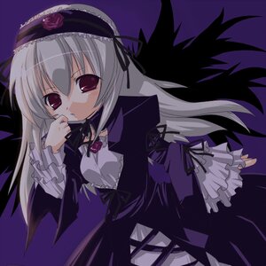 Rating: Safe Score: 0 Tags: 1girl black_wings dress flower frills hairband image long_hair long_sleeves looking_at_viewer pink_eyes ribbon rose silver_hair solo suigintou wings User: admin