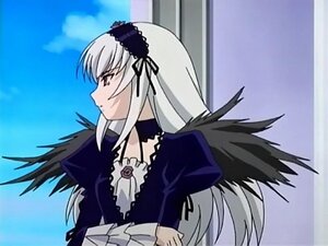 Rating: Safe Score: 0 Tags: 1girl black_dress black_wings detached_collar dress flower frills hairband image long_hair long_sleeves looking_afar looking_away pink_eyes puffy_sleeves silver_hair sky solo suigintou upper_body very_long_hair wings User: admin