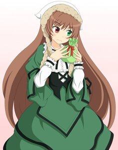 Rating: Safe Score: 0 Tags: 1girl blush brown_hair dress frills gift green_dress green_eyes hat head_scarf heterochromia holding_gift image long_hair long_sleeves looking_at_viewer red_eyes ribbon simple_background solo suiseiseki valentine very_long_hair User: admin