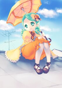 Rating: Safe Score: 0 Tags: 1girl day dress drill_hair frills green_eyes green_hair hair_ornament highres holding_umbrella image iwaku kanaria long_sleeves outdoors pantyhose parasol ribbon rooftop rozen_maiden shoes short_hair sitting sky smile solo twin_drills umbrella User: admin