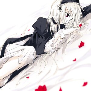 Rating: Safe Score: 0 Tags: 1girl bangs dress flower frills hairband image long_hair long_sleeves petals red_eyes red_flower red_rose ribbon rose rose_petals solo suigintou white_hair wide_sleeves User: admin