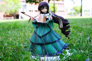 Rating: Safe Score: 0 Tags: 1girl black_hair blurry blurry_background blurry_foreground depth_of_field doll dress drill_hair garden grass green_eyes heterochromia long_hair looking_at_viewer outdoors photo_background plant red_eyes ringlets solo suiseiseki very_long_hair watering_can User: admin