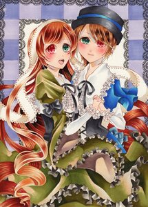 Rating: Safe Score: 0 Tags: 2girls argyle argyle_background brown_hair checkered checkered_background checkered_floor dress drill_hair frills green_dress green_eyes hat heterochromia holding_hands image long_hair long_sleeves multiple_girls open_mouth pair red_eyes short_hair siblings sisters smile souseiseki suiseiseki top_hat traditional_media twins very_long_hair watercolor_(medium) User: admin