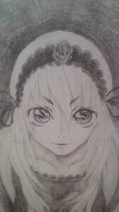 Rating: Safe Score: 0 Tags: 1girl bangs closed_mouth collarbone flower frilled_hairband frills hair_between_eyes hairband image lace long_hair looking_at_viewer monochrome rose simple_background smile solo suigintou traditional_media User: admin