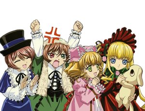 Rating: Safe Score: 0 Tags: anger_vein angry blonde_hair blue_eyes bonnet bow brown_hair closed_eyes dress drill_hair frills green_dress hat heterochromia hina_ichigo image long_hair long_sleeves multiple multiple_girls open_mouth pink_bow shinku siblings sisters smile souseiseki suiseiseki tagme twins white_background User: admin