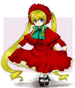 Rating: Safe Score: 0 Tags: 1girl black_footwear blonde_hair blue_eyes bonnet bow bowtie capelet dress drill_hair flower full_body green_bow green_neckwear halftone halftone_background image long_hair long_sleeves looking_at_viewer pantyhose polka_dot_background red_dress shinku shoes sidelocks solo standing twin_drills twintails very_long_hair white_legwear User: admin