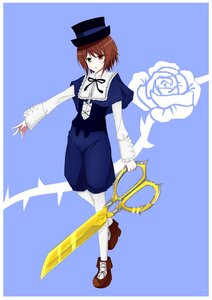 Rating: Safe Score: 0 Tags: 1girl auto_tagged blue_background brown_hair dress flower full_body green_eyes hat heterochromia image long_sleeves pantyhose rose short_hair solo souseiseki standing top_hat white_legwear User: admin