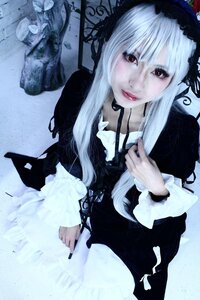 Rating: Safe Score: 0 Tags: 1girl dress flower gothic_lolita lips long_hair long_sleeves looking_at_viewer red_eyes silver_hair solo suigintou upper_body User: admin