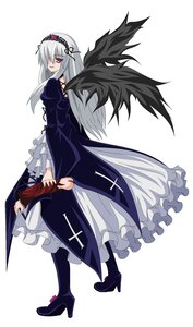 Rating: Safe Score: 0 Tags: 1girl black_wings boots dress frilled_sleeves frills full_body hairband high_heel_boots high_heels image long_hair long_sleeves looking_at_viewer puffy_sleeves silver_hair solo suigintou wings User: admin