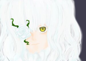 Rating: Safe Score: 0 Tags: 1girl bangs blue_flower close-up closed_mouth face flower image kirakishou looking_at_viewer portrait rose simple_background solo white_flower white_hair white_rose yellow_eyes User: admin