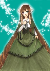 Rating: Safe Score: 0 Tags: 1girl auto_tagged brown_hair dress frills green_dress green_eyes head_scarf heterochromia image long_hair long_sleeves looking_at_viewer red_eyes smile solo suiseiseki twin_drills very_long_hair User: admin