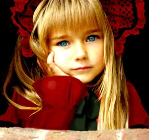 Rating: Safe Score: 0 Tags: 1girl bangs black_background blonde_hair blue_eyes bow flower lips long_hair looking_at_viewer portrait realistic rose shinku simple_background solo User: admin