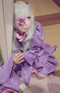 Rating: Safe Score: 0 Tags: 1girl barasuishou dress eyepatch flower hair_ornament long_hair long_sleeves nail_polish purple_dress sitting solo wide_sleeves wooden_floor User: admin