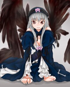 Rating: Safe Score: 0 Tags: 1girl bad_id bad_pixiv_id bare_shoulders barefoot black_wings breasts brown_eyes cleavage dress feathers flower frills hairband image long_hair long_sleeves looking_at_viewer medium_breasts red_eyes rose rozen_maiden scharfschutze silver_hair sitting solo suigintou wings User: admin