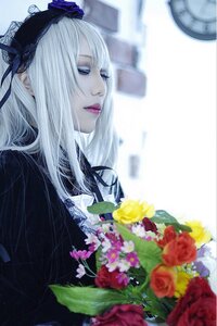 Rating: Safe Score: 0 Tags: 1girl blurry flower hair_ornament lips long_hair profile red_flower red_rose ribbon rose solo suigintou white_hair User: admin