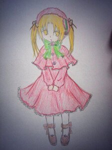 Rating: Safe Score: 0 Tags: 1girl blonde_hair capelet dress full_body hat image long_sleeves looking_at_viewer shinku solo standing traditional_media twintails yellow_eyes User: admin