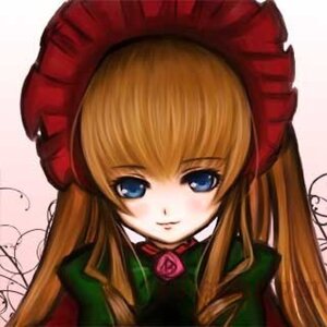 Rating: Safe Score: 0 Tags: 1girl bangs blonde_hair blue_eyes bonnet bow bowtie flower hat image long_hair long_sleeves looking_at_viewer pink_rose rose shinku simple_background smile solo User: admin