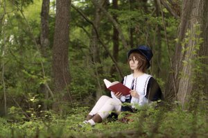 Rating: Safe Score: 0 Tags: 1girl book brown_eyes brown_hair day forest grass hat holding_book nature open_book outdoors overgrown reading short_hair sitting solo souseiseki sunlight tree User: admin