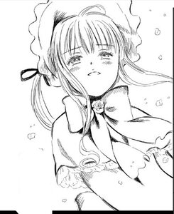 Rating: Safe Score: 0 Tags: 1girl blush bonnet flower greyscale hat image long_hair looking_at_viewer monochrome ribbon rose shinku sidelocks solo upper_body User: admin