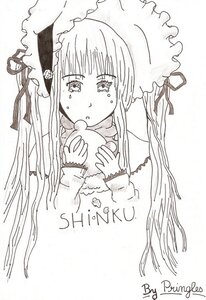 Rating: Safe Score: 0 Tags: 1girl bangs blush eating eyebrows_visible_through_hair food food_on_face fruit greyscale holding holding_food image long_hair long_sleeves monochrome ribbon shinku solo tears upper_body white_background User: admin