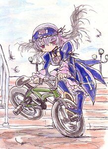 Rating: Safe Score: 0 Tags: 1girl bangs bicycle boots closed_mouth dress frills ground_vehicle image long_hair long_sleeves looking_at_viewer motorcycle ribbon riding solo suigintou thighhighs traditional_media User: admin