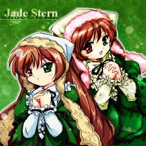 Rating: Safe Score: 0 Tags: 2girls brown_hair dress english_text frills green_background green_dress green_eyes hands_clasped hands_together hat head_scarf heterochromia holding_hands image interlocked_fingers long_hair long_sleeves looking_at_viewer multiple_girls open_mouth own_hands_together pair red_eyes siblings sisters smile souseiseki suiseiseki twins twintails very_long_hair User: admin