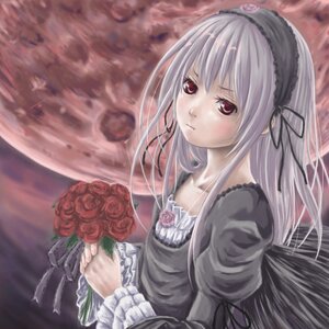 Rating: Safe Score: 0 Tags: 1girl bouquet collarbone dress flower frills gothic_lolita hairband image lolita_fashion lolita_hairband long_hair long_sleeves red_eyes red_flower red_rose ribbon rose silver_hair solo suigintou User: admin
