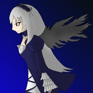 Rating: Safe Score: 0 Tags: 1girl auto_tagged black_wings blue_background dress flower frills hairband image long_hair long_sleeves looking_afar profile red_eyes rose silver_hair simple_background solo suigintou very_long_hair wings User: admin
