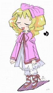 Rating: Safe Score: 0 Tags: 1girl :d blonde_hair bow chibi closed_eyes dress full_body hair_bow hina_ichigo hinaichigo image long_sleeves open_mouth pink_bow pink_dress short_hair simple_background smile solo standing white_legwear User: admin