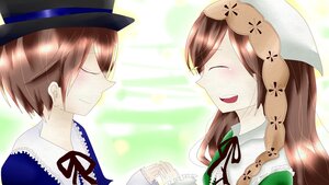 Rating: Safe Score: 0 Tags: 2girls black_ribbon brown_hair closed_eyes dress hat image long_hair multiple_girls neck_ribbon open_mouth pair ribbon short_hair siblings sisters smile souseiseki suiseiseki top_hat twins User: admin