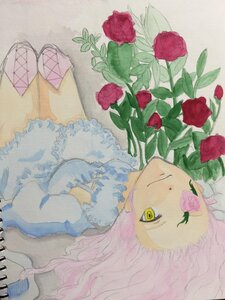Rating: Safe Score: 0 Tags: 1girl closed_mouth costume_switch flower image long_hair long_sleeves photo pink_flower pink_hair pink_rose red_flower red_rose rose smile solo thorns traditional_media upper_body watercolor_(medium) yellow_eyes User: admin