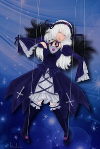 Rating: Safe Score: 0 Tags: 1girl black_wings dress flower frills hairband image long_hair long_sleeves puffy_sleeves ribbon rose silver_hair solo suigintou wings User: admin