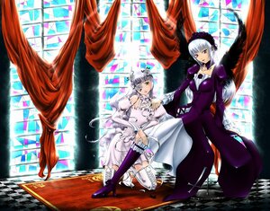 Rating: Safe Score: 0 Tags: 2girls black_wings dress frills image kirakishou long_hair multiple_girls pair purple_eyes silver_hair sitting stained_glass suigintou wings User: admin