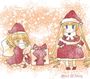 Rating: Safe Score: 0 Tags: 2girls blonde_hair blue_eyes bow hat hinaichigo image long_hair multiple_girls pair santa_hat shinku User: admin