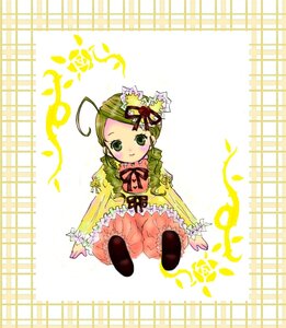 Rating: Safe Score: 0 Tags: 1girl ahoge blonde_hair dress flower frills full_body green_eyes image kanaria long_sleeves looking_at_viewer ribbon solo User: admin