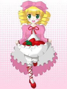 Rating: Safe Score: 0 Tags: 1girl blonde_hair bloomers blush bow dress drill_hair food frills fruit full_body green_eyes halftone halftone_background hina_ichigo hinaichigo image long_sleeves looking_at_viewer open_mouth pantyhose pink_bow polka_dot polka_dot_background polka_dot_bikini polka_dot_bow polka_dot_bra polka_dot_dress polka_dot_legwear polka_dot_panties puffy_sleeves shoes short_hair smile solo strawberry twin_drills underwear white_legwear User: admin