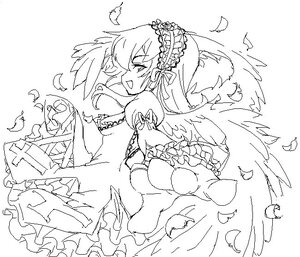 Rating: Safe Score: 0 Tags: 1girl bird dove dress feathered_wings feathers flower frills greyscale hairband image lolita_hairband long_hair long_sleeves monochrome open_mouth rose simple_background smile solo suigintou white_background white_feathers wings User: admin