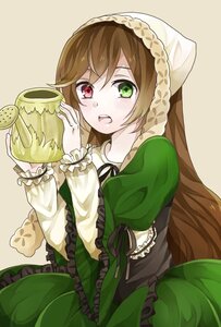 Rating: Safe Score: 0 Tags: brown_hair dress frills green_dress green_eyes head_scarf heterochromia image lolita_fashion long_hair long_sleeves open_mouth red_eyes solo suiseiseki tears very_long_hair User: admin