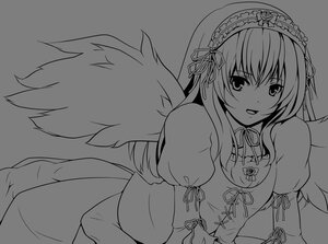 Rating: Safe Score: 0 Tags: 1girl akina_(schism) bad_id bad_pixiv_id dress greyscale hairband highres image lineart long_hair long_sleeves looking_at_viewer monochrome open_mouth puffy_sleeves ribbon rozen_maiden simple_background solo suigintou transparent_background white_background wings User: admin