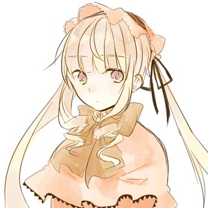 Rating: Safe Score: 0 Tags: 1girl bangs blush bow closed_mouth dress eyebrows_visible_through_hair hair_ribbon image long_hair looking_at_viewer ribbon shinku simple_background solo twintails upper_body very_long_hair white_background User: admin