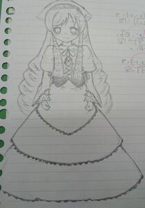 Rating: Safe Score: 0 Tags: 1girl dress frills full_body image juliet_sleeves lolita_fashion long_hair long_sleeves looking_at_viewer monochrome ribbon smile solo standing suiseiseki very_long_hair User: admin