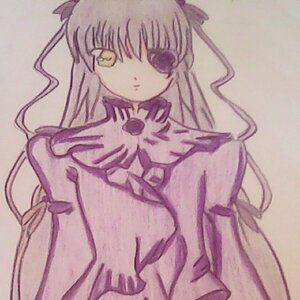 Rating: Safe Score: 0 Tags: 1girl barasuishou choker dress gloves hair_ribbon image long_hair looking_at_viewer ribbon rose simple_background sitting solo traditional_media two_side_up very_long_hair yellow_eyes User: admin