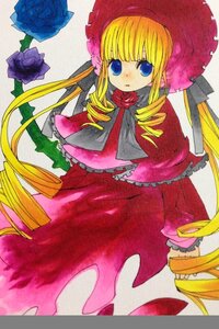 Rating: Safe Score: 0 Tags: 1girl blonde_hair blue_eyes bonnet bow bowtie dress drill_hair flower frills hat image long_hair long_sleeves looking_at_viewer marker_(medium) pink_rose ringlets rose shinku solo traditional_media twin_drills twintails very_long_hair User: admin