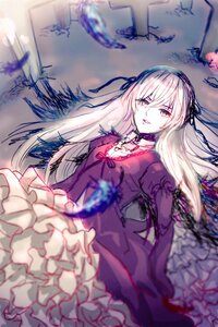 Rating: Safe Score: 0 Tags: 1girl bangs blurry blurry_foreground depth_of_field dress flower frills hairband image long_hair long_sleeves looking_at_viewer red_eyes ribbon rose silver_hair smile solo suigintou very_long_hair wide_sleeves wings User: admin