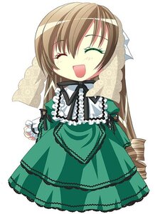 Rating: Safe Score: 0 Tags: 1girl :d ^_^ ^o^ brown_hair closed_eyes dress drill_hair frills green_dress image long_hair long_sleeves open_mouth simple_background smile solo suiseiseki very_long_hair white_background User: admin