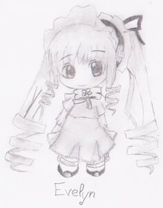 Rating: Safe Score: 0 Tags: 1girl drill_hair full_body greyscale image long_hair long_sleeves looking_at_viewer monochrome photo shinku simple_background smile solo traditional_media twin_drills twintails white_background User: admin