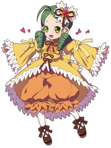 Rating: Safe Score: 0 Tags: 1girl bloomers dress drill_hair frills full_body green_eyes green_hair heart image kanaria long_sleeves open_mouth pantyhose ribbon solo striped twin_drills white_legwear User: admin